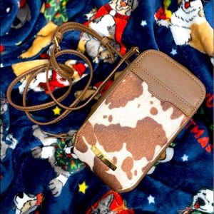 Cow Print Women's Phone Zip Around Crossbody Bag